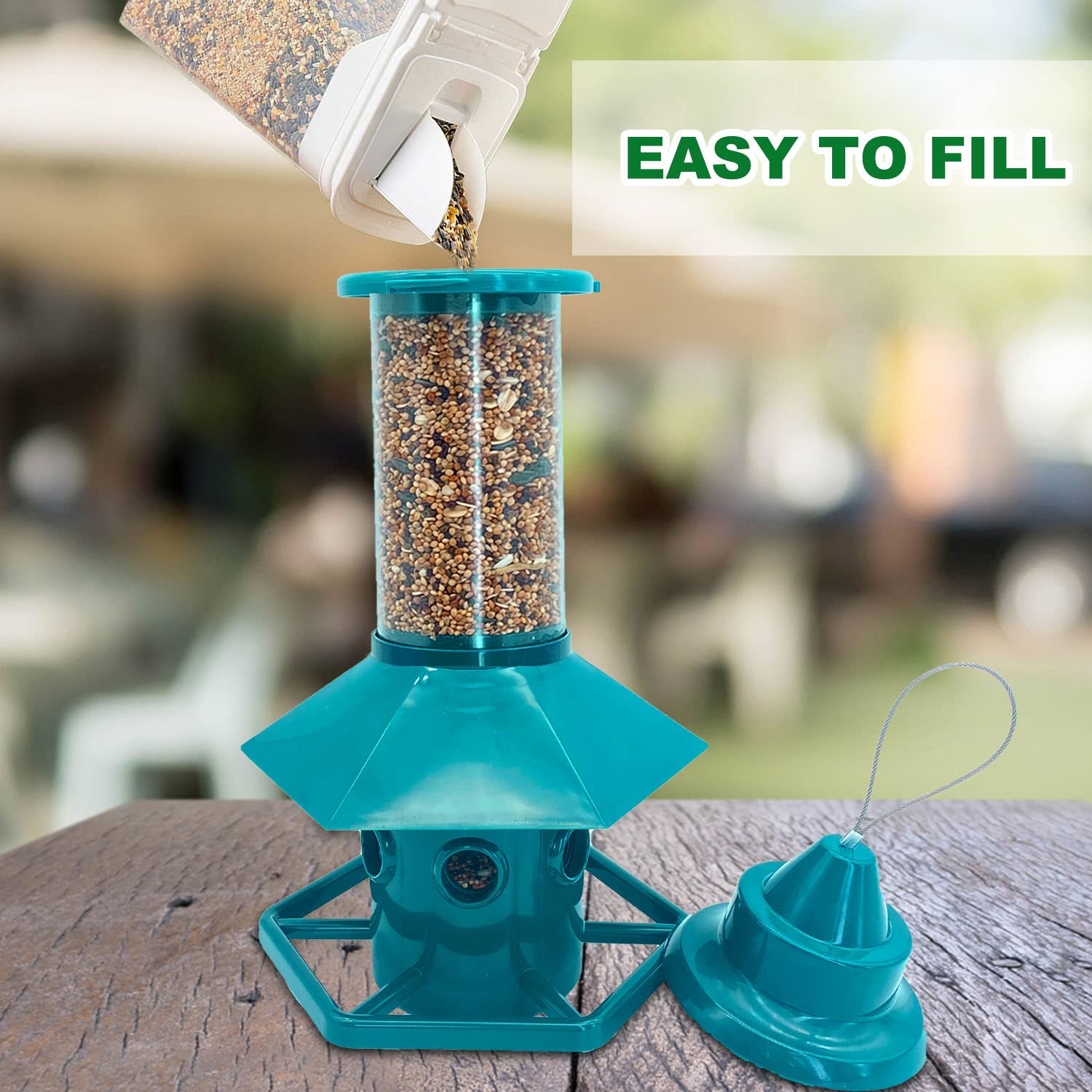 Squirrel Proof Bird Feeder for Outdoors Hanging, Gravity Protection Squirrel Proof Wild Bird Feeders for Outside