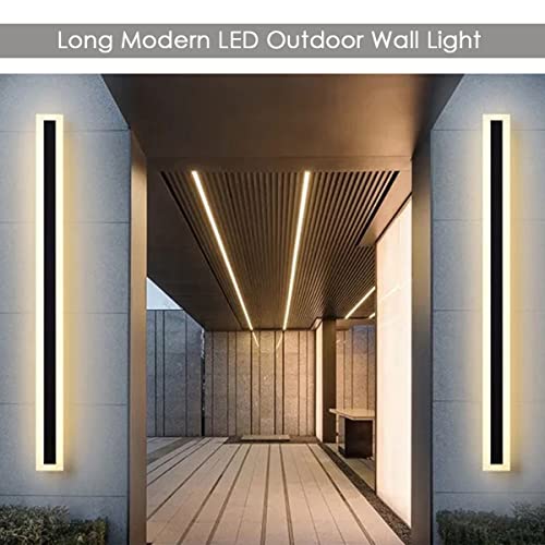 Besseto 2 Pack 39 inch 30W Long Outdoor Modern Waterproof IP65 Warm White LED Wall Mount Lighting Fixture Acrylic Black Exterior Wall Lights for House Courtyard Balcony Porch