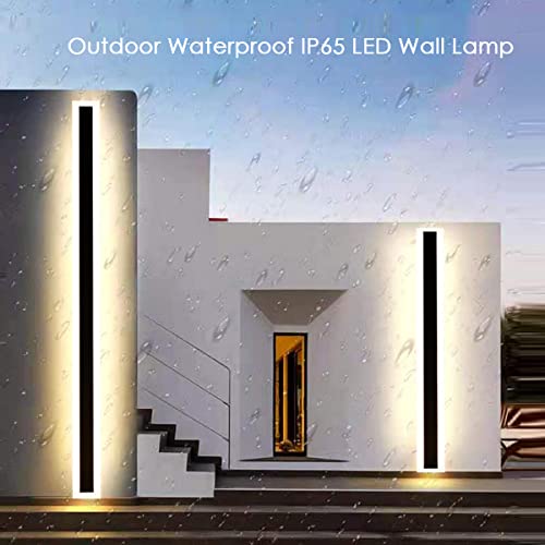 Besseto 2 Pack 39 inch 30W Long Outdoor Modern Waterproof IP65 Warm White LED Wall Mount Lighting Fixture Acrylic Black Exterior Wall Lights for House Courtyard Balcony Porch