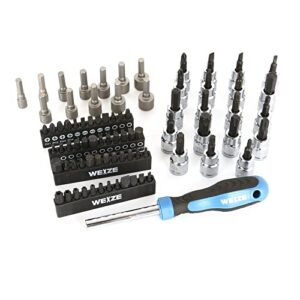 WEIZE 270-Piece Mechanics Tool Set with Case, 1/4", 3/8",1/2" Drive, SAE and Metric, Socket Set, Ratchets, Wrenches,Extension Bar, Hex Keys and Screwdriver Bits