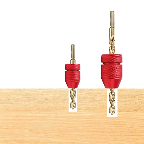 Adjustable Drill Depth Stop, Countersink Drill Bit Depth Stop, Drill Size Range 5/64"-3/16", 15/64"-7/16", Aluminum Drill Stop Outer Ring with Nylon Inner Ring,Suitable for Woodworking Tools, 2 Pcs