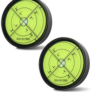 RONGPRO Aluminium High Precision Horizontal Bubble Cardan Level, Bubble Level Tool Circle Round 2.4 Inch 60mm - 2 PCS