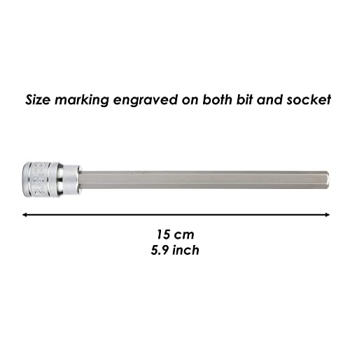 MIXPOWER 3/8 Inch Drive Long Hex Bit Socket Set, 1/16 Inch to 1/2 Inch, SAE, Extra Long Allen Hex Bit Socket Set, CR-V and S2 Steel, 10 Pieces