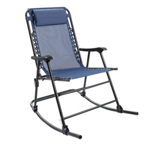 flamaker patio rocking chair zero gravity chair outdoor folding recliner foldable lounge chair outdoor pool chair for patio, poolside and camping (blue)