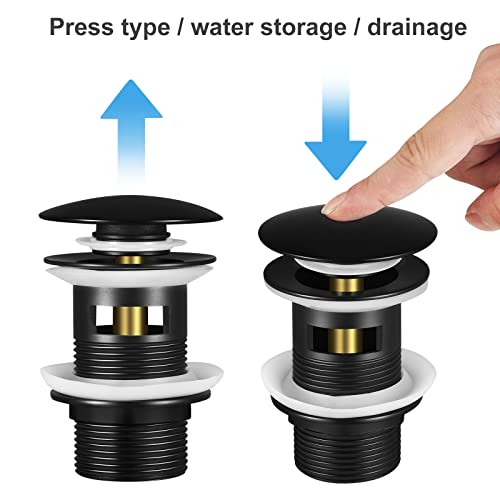 Beletops Black Pop up tub Drain Stopper kit for Freestanding tub Drain/Stopper, Suitable for Bathtub Drain kit(Matte Black)