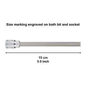 CASOMAN 10 Pieces 3/8 Inch Drive Long Hex Bit Socket Set, 1/16 Inch to 1/2 Inch, SAE, Extra Long Allen Hex Bit Socket Set, CR-V and S2 Steel