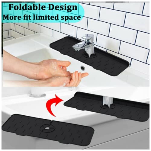 3 Pack Faucet Splash Guard Mat for Kitchen Sink, Silicone Faucet Handle Drip Catcher - Sink Tray, Water Backsplash Catcher Kitchenguard Mat Sink Protector for Bathroom & Kitchen Sink Accessories