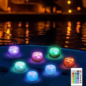ttktk mini submersible led pool lights with remote, 16 colors changing underwater lights battery operated, ip68 waterproof hot tub lights for fountain pool christmas party-10 pack