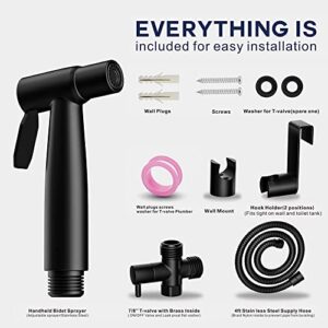 Handheld Bidet Sprayer for Toilet, FES Stainless Steel Adjustable Pressure Control Bidet Faucet Diaper Sprayer Set with Hose Attachment Easy Install for Kitchen and Toilet Cleaning