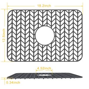 Silicone Sink Mat Protectors for Kitchen 18.2''x 12.5'' JOOKKI Kitchen Sink Protector Grid for Farmhouse Stainless Steel Accessory with Center Drain