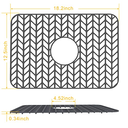 Silicone Sink Mat Protectors for Kitchen 18.2''x 12.5'' JOOKKI Kitchen Sink Protector Grid for Farmhouse Stainless Steel Accessory with Center Drain