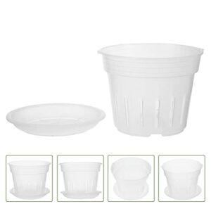 Yardwe 1set Bonsai Patio Ventilate for Plastic Cactus Starting Floral Rounded Saucer Drainage Flowerpot Bucket Trays Saucers, with Bar Pot, Starter Flowerpots Seedling X. Indoor