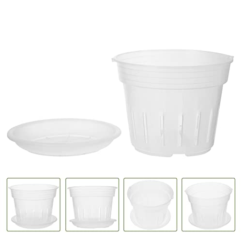 Yardwe 1set Bonsai Patio Ventilate for Plastic Cactus Starting Floral Rounded Saucer Drainage Flowerpot Bucket Trays Saucers, with Bar Pot, Starter Flowerpots Seedling X. Indoor