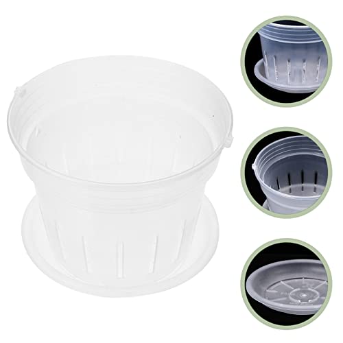 Yardwe 1set Bonsai Patio Ventilate for Plastic Cactus Starting Floral Rounded Saucer Drainage Flowerpot Bucket Trays Saucers, with Bar Pot, Starter Flowerpots Seedling X. Indoor