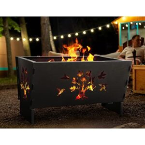 Fire Pits, Outdoor Fire Pit,Firepit for Outside,Wood Burning Fire Pit,28 Inch Cast Iron Fire Pit with Log Grate,Poker Black