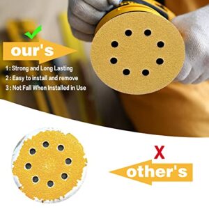 POTUINOM 80PCS 5 Inch 8 Hole Sanding Discs 40 Grit,Gold Round Hook and Loop Sandpaper for Random Orbital Sander