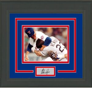 framed nolan ryan fight facsimile laser engraved signature auto texas rangers 15x16 baseball photo