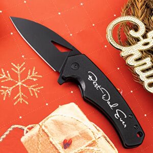 lothar pocket knife - engraved best dad ever - 2.98'' d2 steel blade edc knife with g10 handle - sharp folding knife for edc - great gifts for dad and men