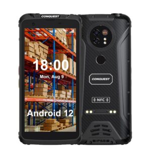 conquest f5 unlocked rugged smartphone, android 12 ltd cell phone, with ptt button, 8000mah battery 5.5'' hd+, 48mp+8mp+13mp cam ip68 (6+128gb standard)