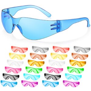24 pack kid safety glasses scratch resistant safety goggles anti splash eye protection windproof protective goggles eyewear with clear lens colorful frame for child science class lab party decor