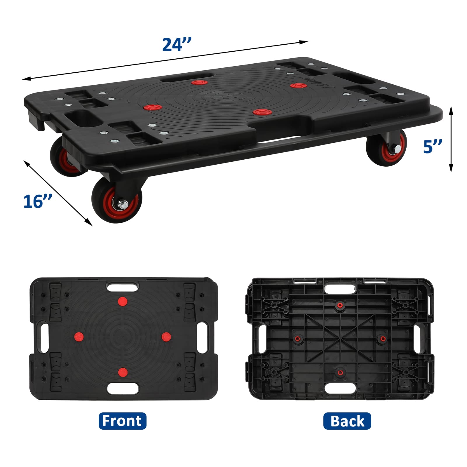 Insdawn Furniture Dolly,Furniture Movers with Wheels, Portable Moving Rollers Leg Dollies for Heavy Furniture, 4 Wheels Flat Dolly, 800 Lbs Capacity, 1 Pack, Black