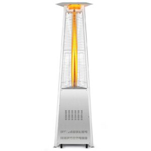 tangkula patio propane heater, 42,000 btu pyramid outdoor heater with tip-over and flameout protection, 92" tall quartz glass tube portable propane heater with wheels