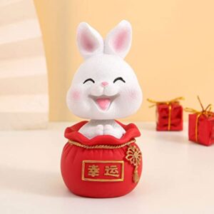 NOLITOY 3PCS 2023 Miniature Rabbit Figures, Chinese Year of The Rabbit Ornament, Resin Bunny Statue with Lucky Money Bag for Souvenir Gift DIY Micro Garden Landscape Bonsai