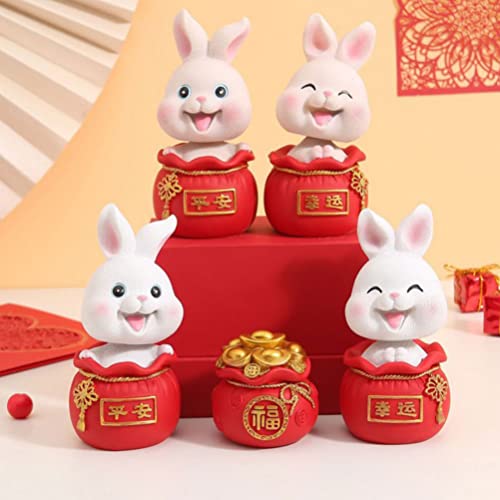 NOLITOY 3PCS 2023 Miniature Rabbit Figures, Chinese Year of The Rabbit Ornament, Resin Bunny Statue with Lucky Money Bag for Souvenir Gift DIY Micro Garden Landscape Bonsai
