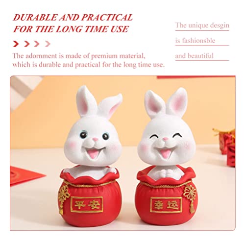 NOLITOY 3PCS 2023 Miniature Rabbit Figures, Chinese Year of The Rabbit Ornament, Resin Bunny Statue with Lucky Money Bag for Souvenir Gift DIY Micro Garden Landscape Bonsai