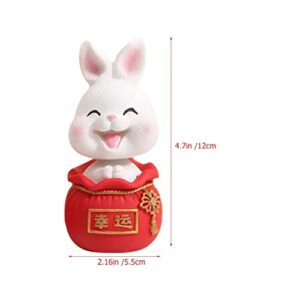 NOLITOY 3PCS 2023 Miniature Rabbit Figures, Chinese Year of The Rabbit Ornament, Resin Bunny Statue with Lucky Money Bag for Souvenir Gift DIY Micro Garden Landscape Bonsai