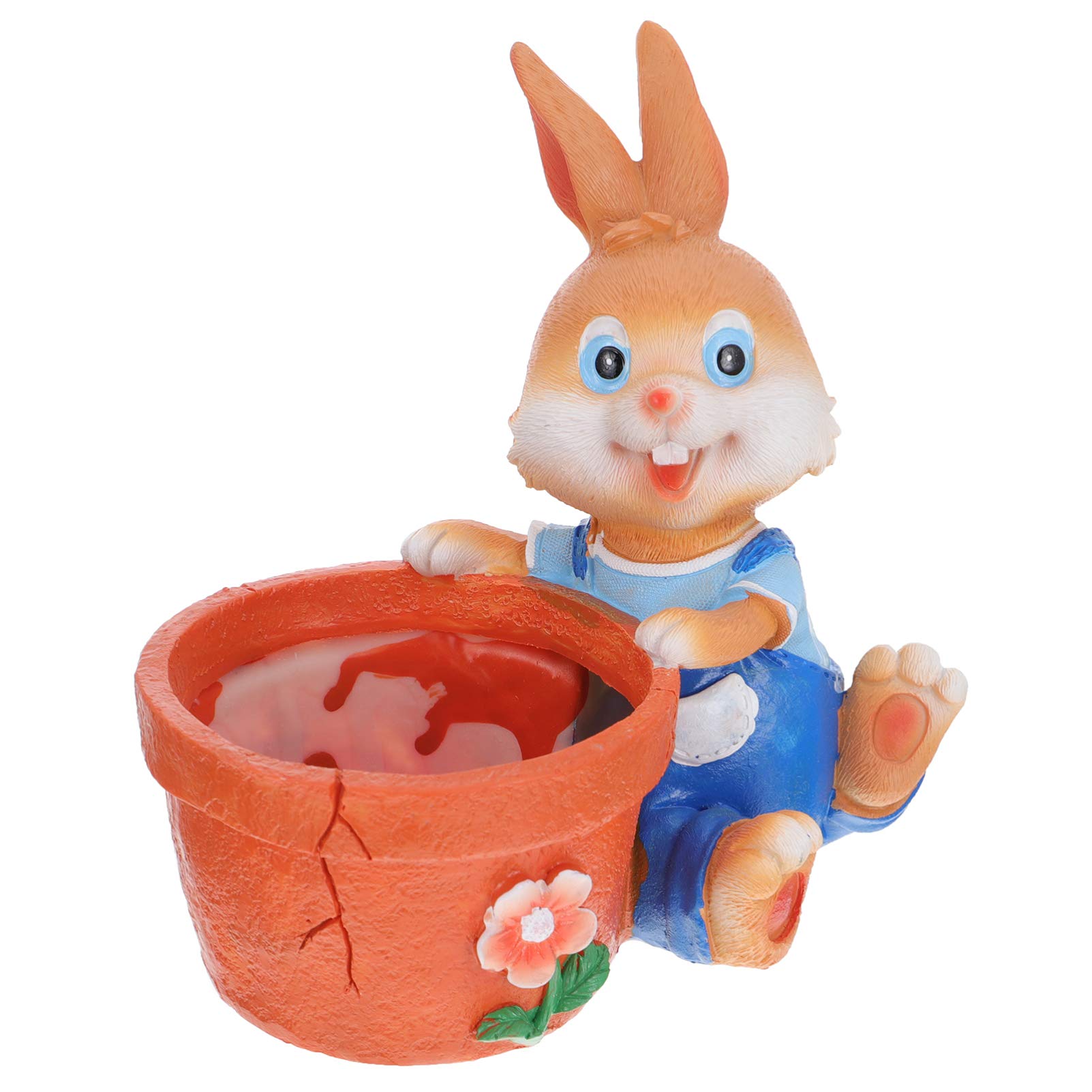 Homoyoyo 1pc Rabbit- Shaped Decoration Pots, Cartoon Table Holes A Window Garden with Air Drainage Animal- Shaped Pot, Pot Bonsai Easter Resin Art Animal for Container Cactus Blue