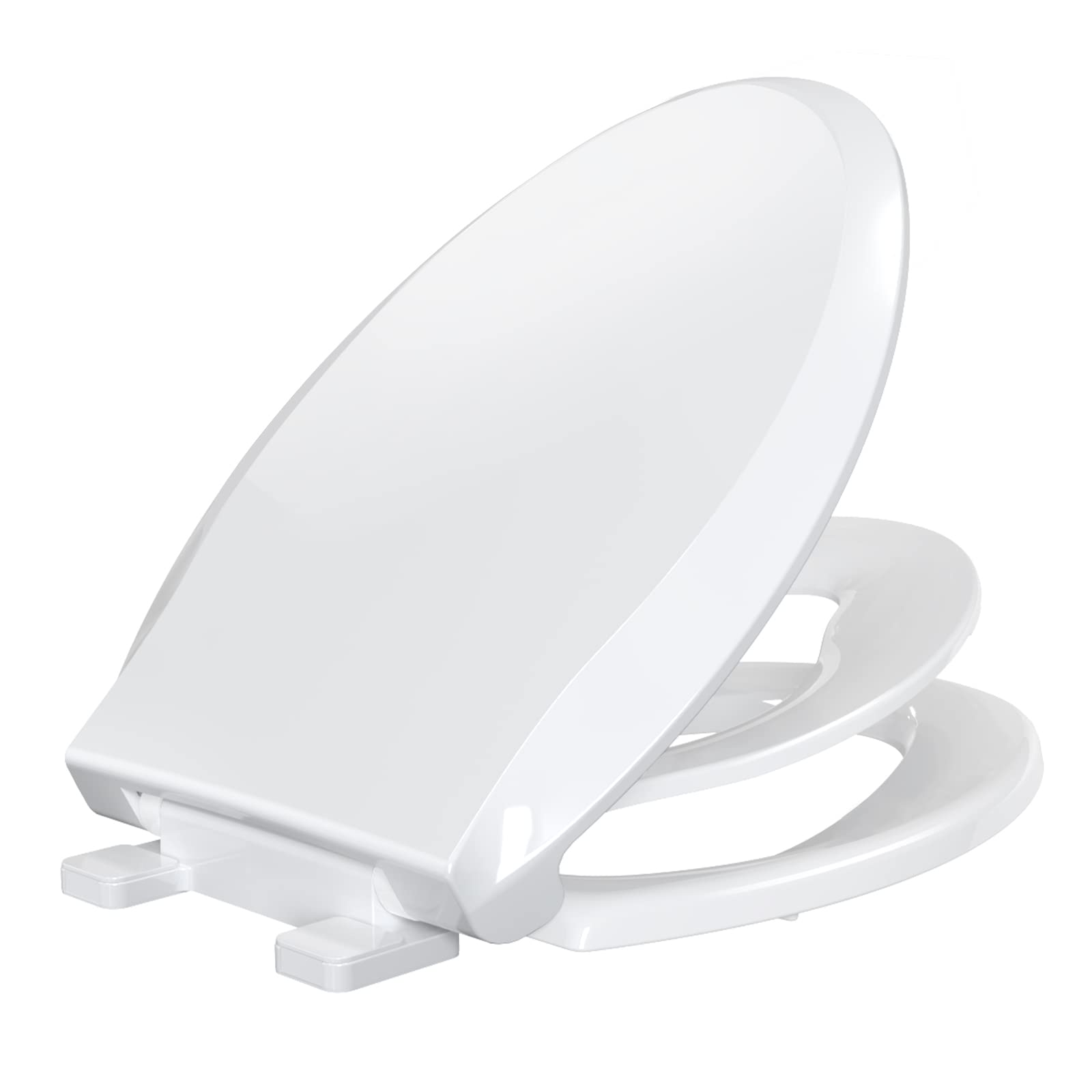 THORIFLY Toilet Seat with Built-In Potty Training Seat, Slow-Close, Never Loosen, Thickened Durable Plastic, Easy to Clean and Install, Fits both Adults Child, ELONGATED White (18.5")