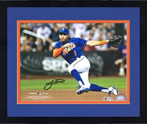 framed jeff mcneil new york mets autographed 8" x 10" jump throw photograph - autographed mlb photos