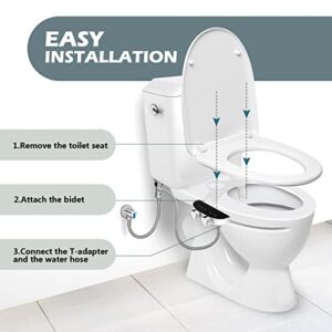 VicnKioH Bidet Attachment for Toilet Self Cleaning, Non-Electric Dual Nozzle Bidet Toilet Attachment with Feminine Wash, Fresh Water Jet Spray for Toilet Seat Attachment, Easy Installation