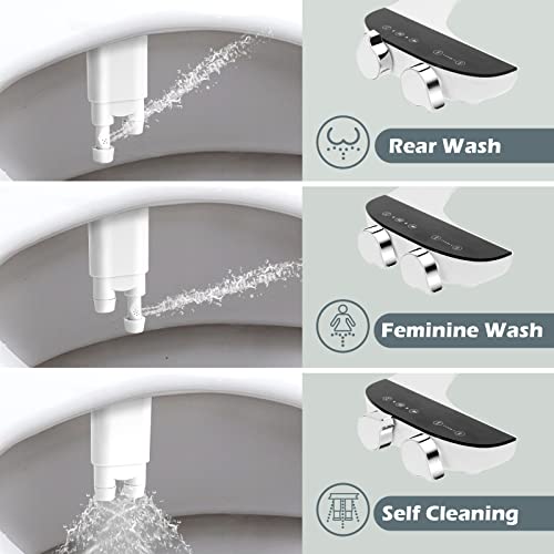 VicnKioH Bidet Attachment for Toilet Self Cleaning, Non-Electric Dual Nozzle Bidet Toilet Attachment with Feminine Wash, Fresh Water Jet Spray for Toilet Seat Attachment, Easy Installation