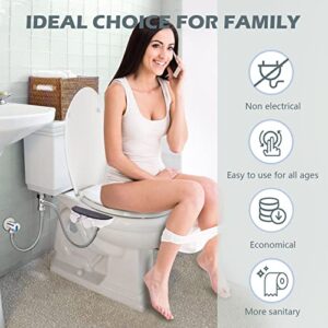 VicnKioH Bidet Attachment for Toilet Self Cleaning, Non-Electric Dual Nozzle Bidet Toilet Attachment with Feminine Wash, Fresh Water Jet Spray for Toilet Seat Attachment, Easy Installation