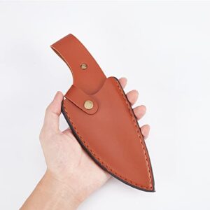 AMIJOUX Fixed Blade Knife Holster, Handwork Leather Knife Sheath, Belt Loop Case Holder Bag Tooled Leather Knife Pouch Hunting Knives Sleeve Universal Knife Edge Guard