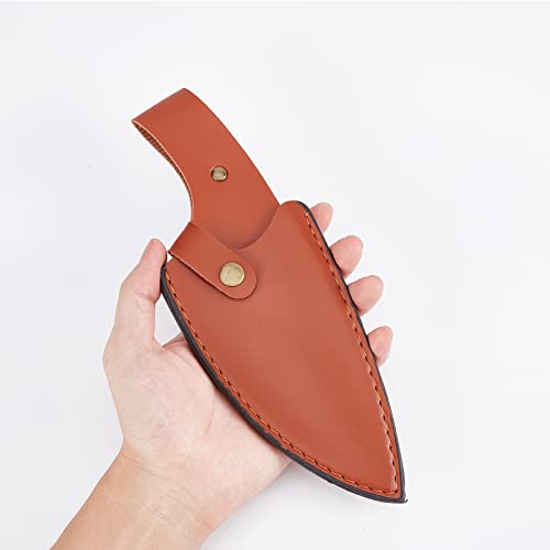 AMIJOUX Fixed Blade Knife Holster, Handwork Leather Knife Sheath, Belt Loop Case Holder Bag Tooled Leather Knife Pouch Hunting Knives Sleeve Universal Knife Edge Guard