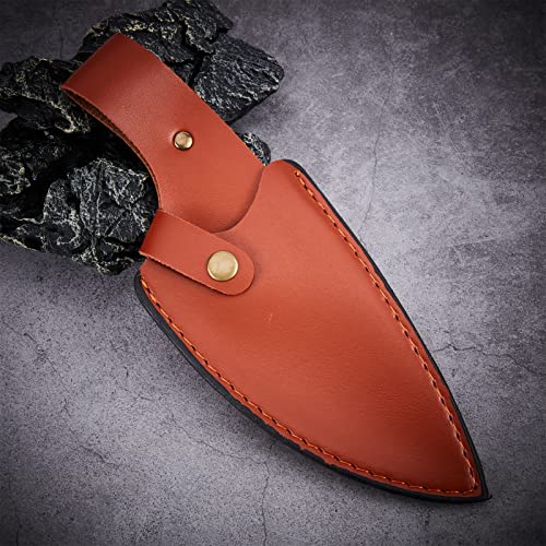 AMIJOUX Fixed Blade Knife Holster, Handwork Leather Knife Sheath, Belt Loop Case Holder Bag Tooled Leather Knife Pouch Hunting Knives Sleeve Universal Knife Edge Guard