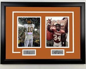 framed vince young and ricky williams facsimile laser engraved signatures texas longhorns 17x23 dual football photo