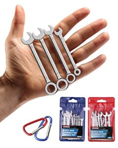 vicring small wrench set 20 pcs mini wrench set metric sae ignition wrench set open and box end wrench set combination wrench sets with storage pouches and key chains, 4mm-11mm & 5/32"-7/16" (silver)