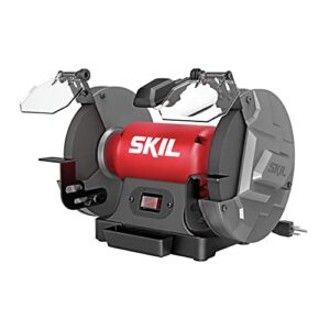skil 3.0 amp 8 in. bench grinder with built-in water cooling tray & led work light - bi9502-00