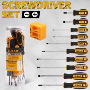 11PCS Screwdriver Set 5 Phillips and 5 Slotted Tips magnetic screwdriver set screw driver work on small screws as well as large. Magnetizer Demagnetizer for Screwdriver Tips Bits and Small Tools