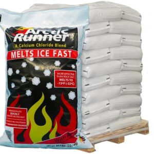 Arctic Runner Calcium Chloride Ice Melt- [Pallet of Ice Melt] 50 lb Bags- Pet, Concrete, Plant Friendly - Commercial Grade [No Magesium Chloride] Snow & Ice Melter- Melts to -15°F Pallet of (49 Bags)