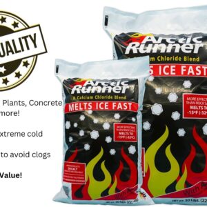 Arctic Runner Calcium Chloride Ice Melt- [Pallet of Ice Melt] 50 lb Bags- Pet, Concrete, Plant Friendly - Commercial Grade [No Magesium Chloride] Snow & Ice Melter- Melts to -15°F Pallet of (49 Bags)