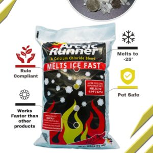 Arctic Runner Calcium Chloride Ice Melt- [Pallet of Ice Melt] 50 lb Bags- Pet, Concrete, Plant Friendly - Commercial Grade [No Magesium Chloride] Snow & Ice Melter- Melts to -15°F Pallet of (49 Bags)