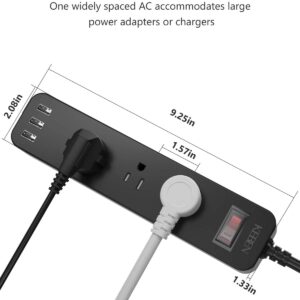 Outdoor Power Strip Weatherproof with USB Ports, 6ft Extension Cord Waterproof Power Strip with Surge Protector, 3 Wide Outlets with Switch, Officeroom Bedroom TV