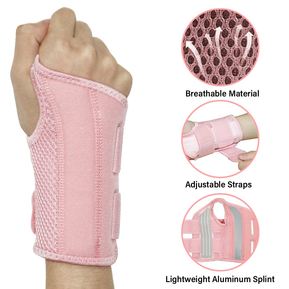 HYCOPROT Adjustable Wrist Supports Brace with 2 Metal Straps for Men and Women-Breathable Carpal Tunnel Wrist Splint for Relieve Tendonitis, Arthritis, Sprains