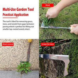 SOMOLUX Crack Weeder Crevice Weeding Tool, L-Shaped Side-Walk Weed Puller Spatula, 13" Stainless Steel Manual Weeding Sickle for Garden Lawn Yard Patio/Terrace Paving Moss Gardening Tool