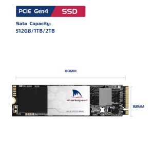 512GB SSD NVMe PCIe Gen 4 M.2 2280 SHARKSPEED Plus 3D NAND Internal High Performance Solid State Drive, TLC, PS5 Compatible，Storage for PC, Laptops, Gaming, up to 5,500MB/s (512GB, M.2 PCIe)